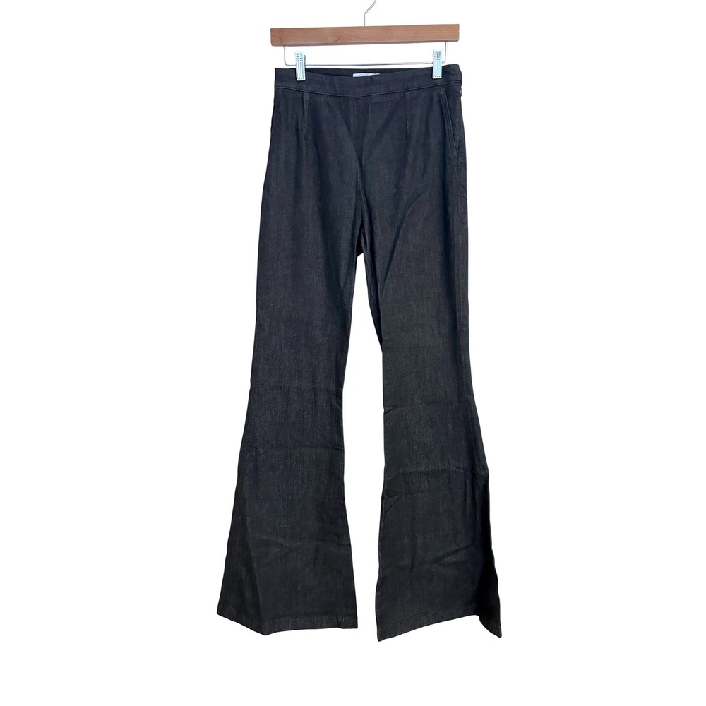 Safiyaa Dark Navy Cotton‎ Stretch Flare Wide Leg Trousers NWT Size 6